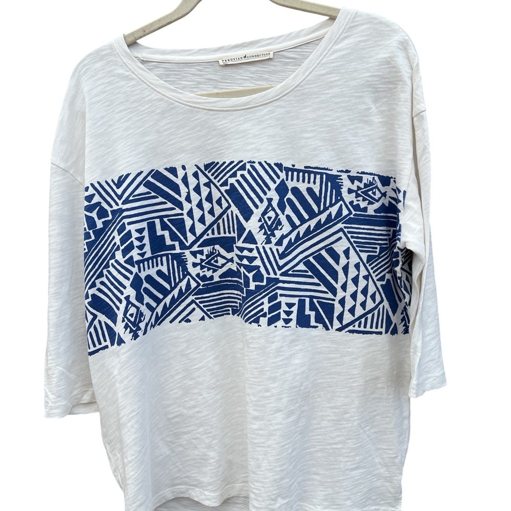 Peruvian Connection Cotton Slub Artisan Graphic Tee Tribal